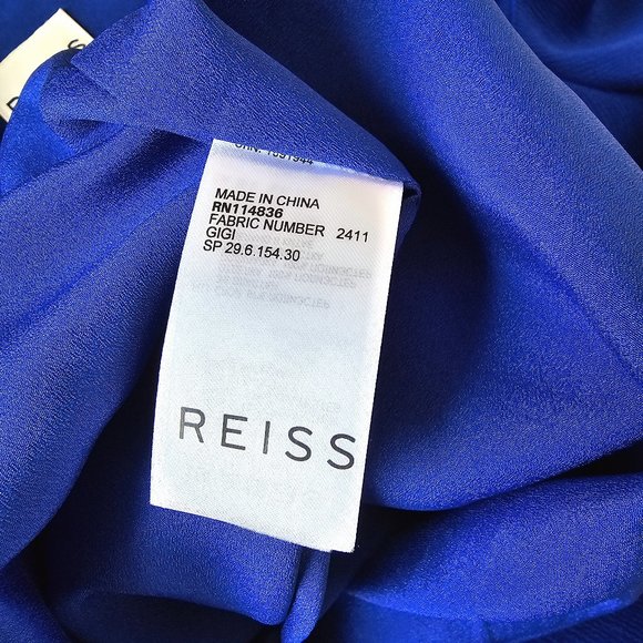 Reiss Vibrant Blue Mesh Panel Dress Size USA 0 - Picture 5 of 6